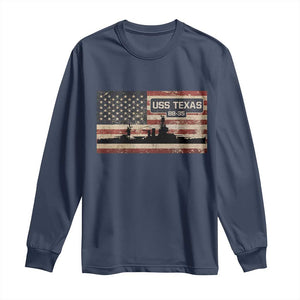 USS Texas BB35 WW1 WW2 Battleship USA American Flag Long Sleeve Shirt TS11 Navy Print Your Wear