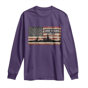 USS Texas BB35 WW1 WW2 Battleship USA American Flag Long Sleeve Shirt TS11 Purple Print Your Wear