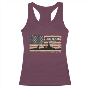 USS Texas BB35 WW1 WW2 Battleship USA American Flag Racerback Tank Top TS11 Maroon Print Your Wear