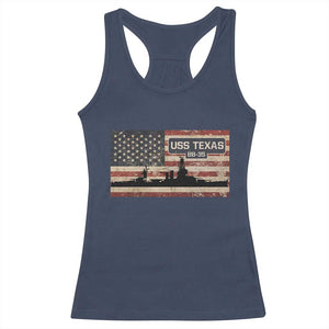 USS Texas BB35 WW1 WW2 Battleship USA American Flag Racerback Tank Top TS11 Navy Print Your Wear