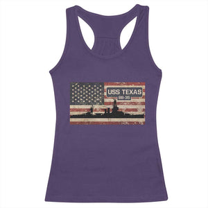 USS Texas BB35 WW1 WW2 Battleship USA American Flag Racerback Tank Top TS11 Purple Print Your Wear