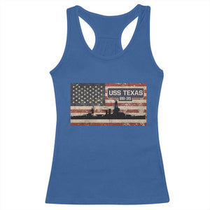 USS Texas BB35 WW1 WW2 Battleship USA American Flag Racerback Tank Top TS11 Royal Blue Print Your Wear