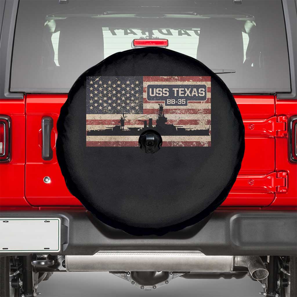 USS Texas BB35 WW1 WW2 Battleship USA American Flag Spare Tire Cover TS11 Black Print Your Wear