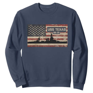 USS Texas BB35 WW1 WW2 Battleship USA American Flag Sweatshirt TS11 Navy Print Your Wear