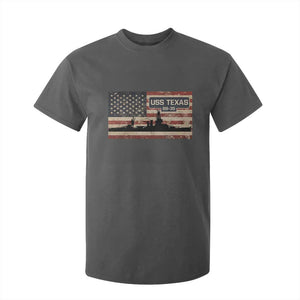 USS Texas BB35 WW1 WW2 Battleship USA American Flag T Shirt For Kid TS11 Dark Heather Print Your Wear