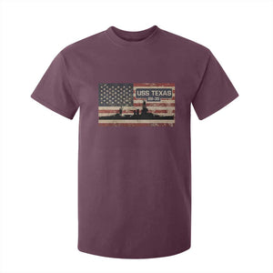 USS Texas BB35 WW1 WW2 Battleship USA American Flag T Shirt For Kid TS11 Maroon Print Your Wear