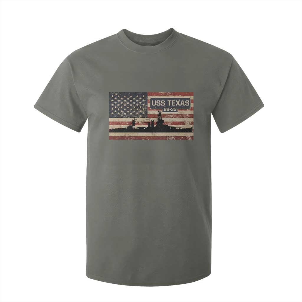 USS Texas BB35 WW1 WW2 Battleship USA American Flag T Shirt For Kid TS11 Military Green Print Your Wear