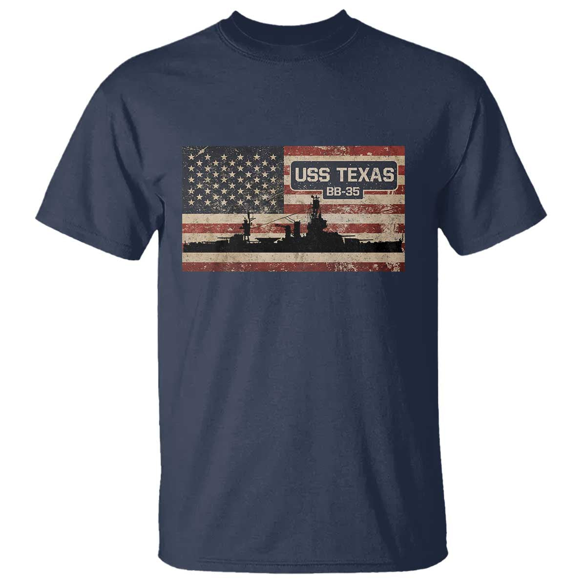 USS Texas BB35 WW1 WW2 Battleship USA American Flag T Shirt TS11 Navy Print Your Wear