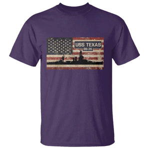 USS Texas BB35 WW1 WW2 Battleship USA American Flag T Shirt TS11 Purple Print Your Wear