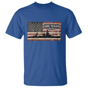 USS Texas BB35 WW1 WW2 Battleship USA American Flag T Shirt TS11 Royal Blue Print Your Wear