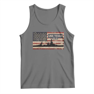 USS Texas BB35 WW1 WW2 Battleship USA American Flag Tank Top TS11 Black Heather Print Your Wear
