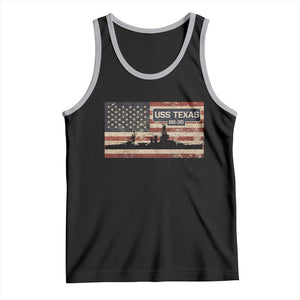 USS Texas BB35 WW1 WW2 Battleship USA American Flag Tank Top TS11 Black Athletic Heather Print Your Wear