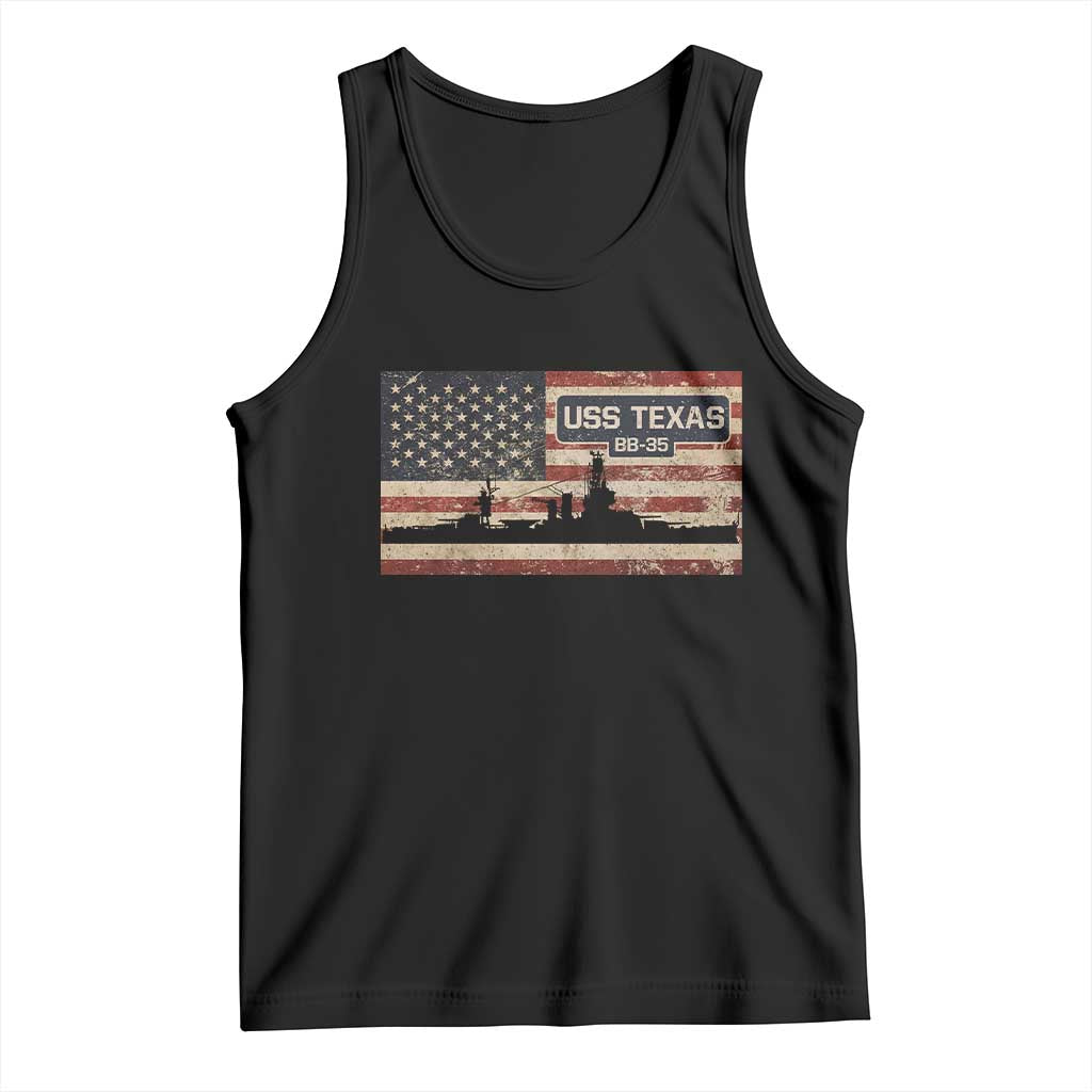 USS Texas BB35 WW1 WW2 Battleship USA American Flag Tank Top TS11 Black Print Your Wear