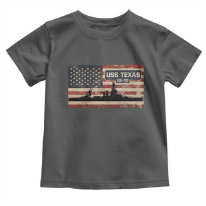 USS Texas BB35 WW1 WW2 Battleship USA American Flag Toddler T Shirt TS11 Dark Heather Print Your Wear