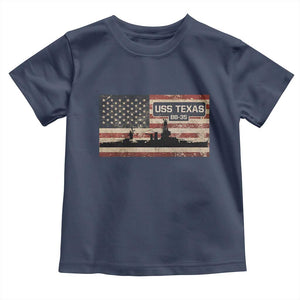 USS Texas BB35 WW1 WW2 Battleship USA American Flag Toddler T Shirt TS11 Navy Print Your Wear