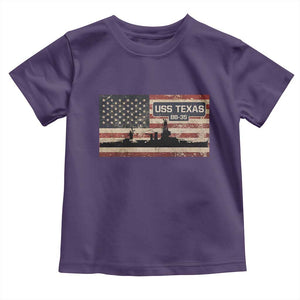 USS Texas BB35 WW1 WW2 Battleship USA American Flag Toddler T Shirt TS11 Purple Print Your Wear