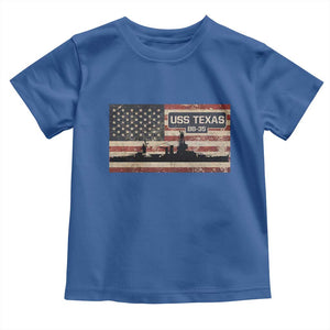 USS Texas BB35 WW1 WW2 Battleship USA American Flag Toddler T Shirt TS11 Royal Blue Print Your Wear