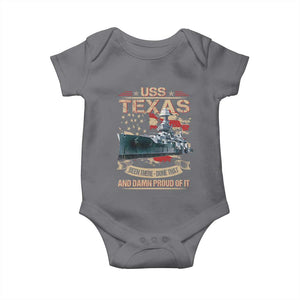 USS Texas Been There Done That And Damn Proud Of It Baby Onesie Battleship USA American Flag TS11 Charcoal Print Your Wear