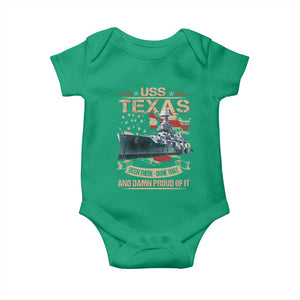 USS Texas Been There Done That And Damn Proud Of It Baby Onesie Battleship USA American Flag TS11 Irish Green Print Your Wear
