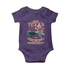 USS Texas Been There Done That And Damn Proud Of It Baby Onesie Battleship USA American Flag TS11 Purple Print Your Wear
