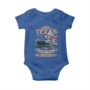USS Texas Been There Done That And Damn Proud Of It Baby Onesie Battleship USA American Flag TS11 Royal Blue Print Your Wear