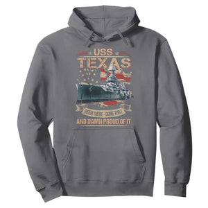 USS Texas Been There Done That And Damn Proud Of It Hoodie Battleship USA American Flag TS11 Charcoal Print Your Wear
