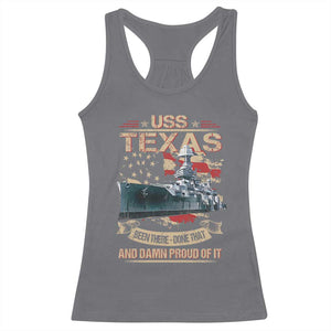 USS Texas Been There Done That And Damn Proud Of It Racerback Tank Top Battleship USA American Flag TS11 Charcoal Print Your Wear
