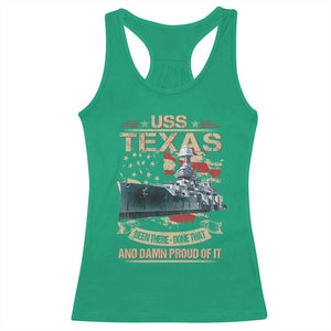 USS Texas Been There Done That And Damn Proud Of It Racerback Tank Top Battleship USA American Flag TS11 Irish Green Print Your Wear