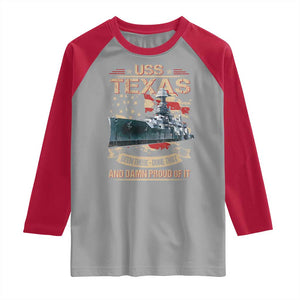 USS Texas Been There Done That And Damn Proud Of It Raglan Shirt Battleship USA American Flag TS11 Sport Gray Red Print Your Wear