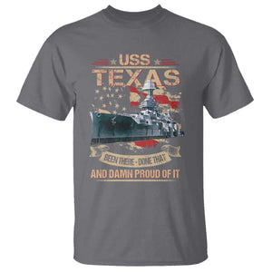USS Texas Been There Done That And Damn Proud Of It T Shirt Battleship USA American Flag TS11 Charcoal Print Your Wear