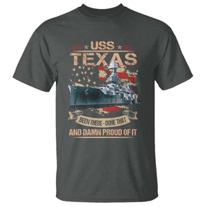 USS Texas Been There Done That And Damn Proud Of It T Shirt Battleship USA American Flag TS11 Dark Heather Print Your Wear