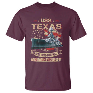 USS Texas Been There Done That And Damn Proud Of It T Shirt Battleship USA American Flag TS11 Maroon Print Your Wear