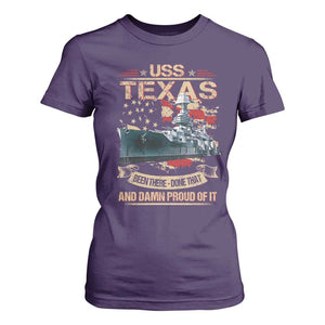 USS Texas Been There Done That And Damn Proud Of It T Shirt For Women Battleship USA American Flag TS11 Purple Print Your Wear