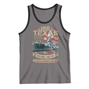 USS Texas Been There Done That And Damn Proud Of It Tank Top Battleship USA American Flag TS11 Deep Heather Black Print Your Wear