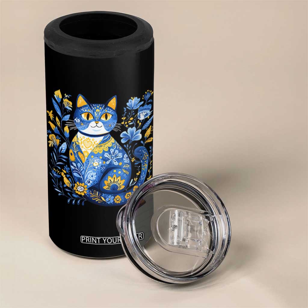 Ukraine Cat Floral Vintage Ukrainian Flag 4 in 1 Can Cooler Tumbler TS10 Print Your Wear