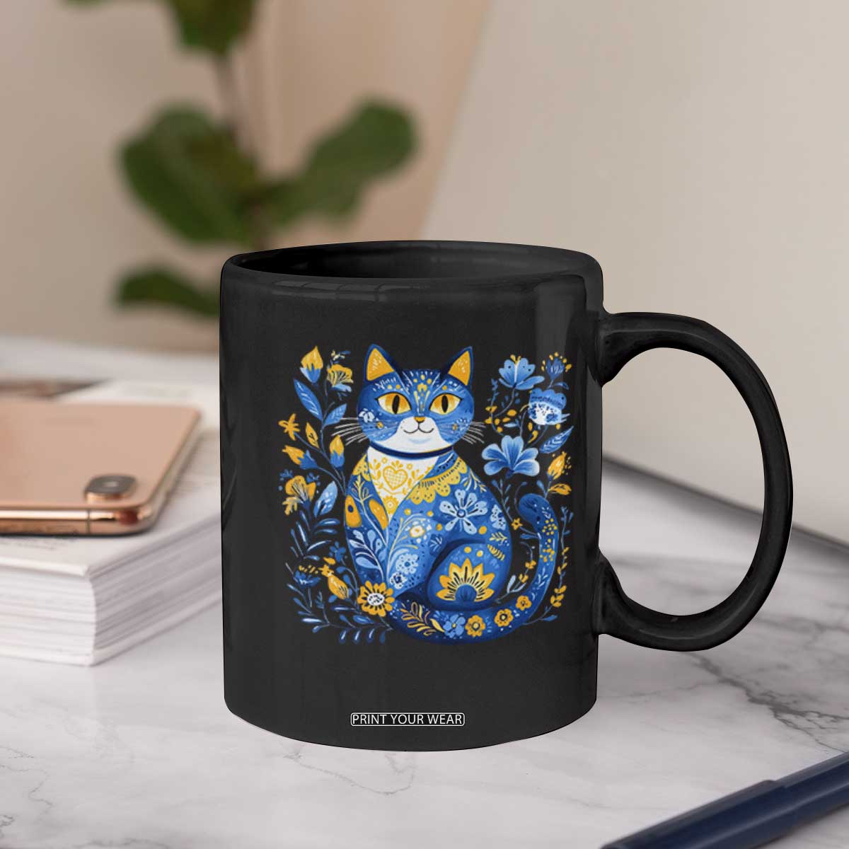 Ukraine Cat Floral Vintage Ukrainian Flag Coffee Mug TS10 Print Your Wear