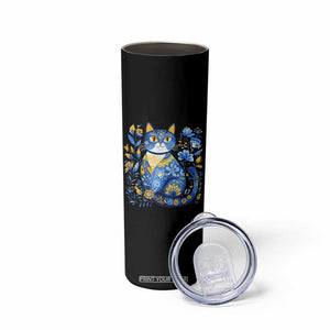 Ukraine Cat Floral Vintage Ukrainian Flag Skinny Tumbler TS10 Print Your Wear