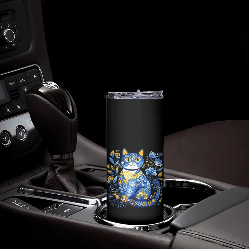 Ukraine Cat Floral Vintage Ukrainian Flag Skinny Tumbler TS10 Print Your Wear