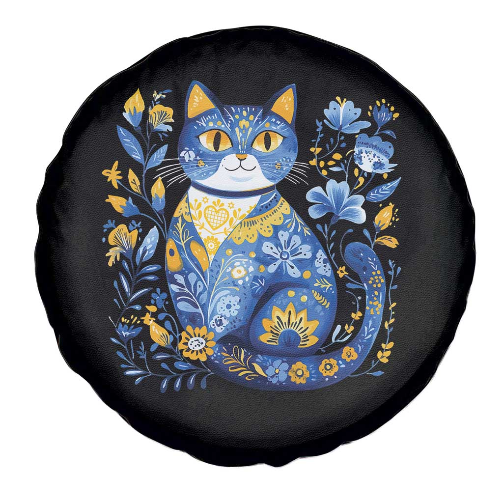 Ukraine Cat Floral Vintage Ukrainian Flag Spare Tire Cover TS10 Print Your Wear