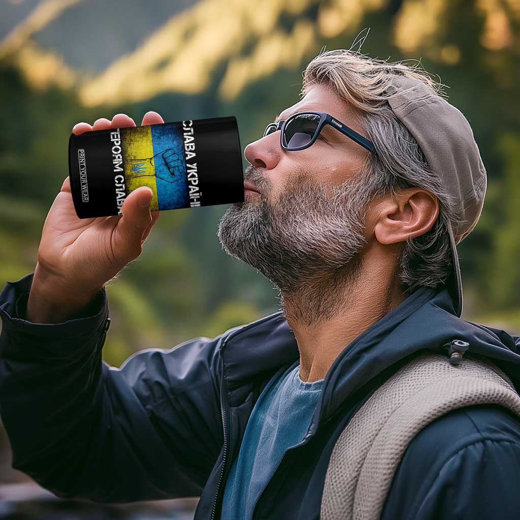 Ukraine Flag 4 in 1 Can Cooler Tumbler Glory to the Heroes Ukrainian Patriot Patriotic TS10 Print Your Wear