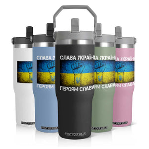 Ukraine Flag Flip Straw Tumbler Glory to the Heroes Ukrainian Patriot Patriotic TS10 Print Your Wear