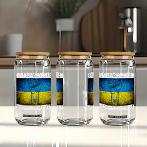 Ukraine Flag Glass Can Glory to the Heroes Ukrainian Patriot Patriotic TS10 Print Your Wear