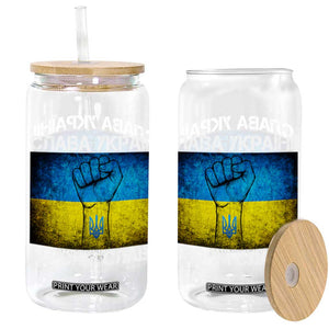 Ukraine Flag Glass Can Glory to the Heroes Ukrainian Patriot Patriotic TS10 Black Print Your Wear