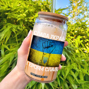 Ukraine Flag Glass Can Glory to the Heroes Ukrainian Patriot Patriotic TS10 Print Your Wear