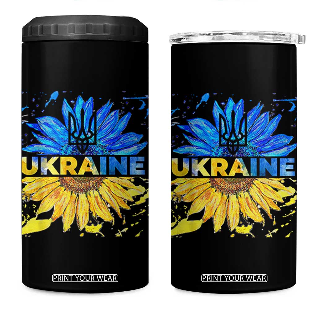 Ukraine Sunflower Ukrainian Flag 4 in 1 Can Cooler Tumbler TS10 One Size: 16 oz Black Print Your Wear