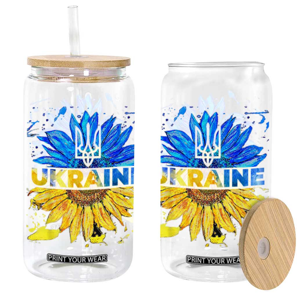 Ukraine Sunflower Ukrainian Flag Glass Can TS10 Black Print Your Wear