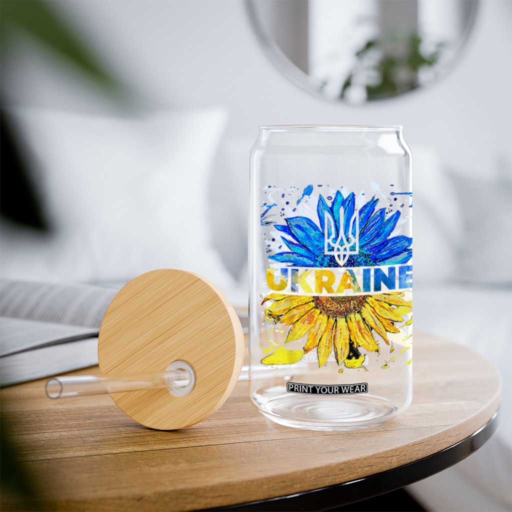 Ukraine Sunflower Ukrainian Flag Glass Can TS10 Print Your Wear