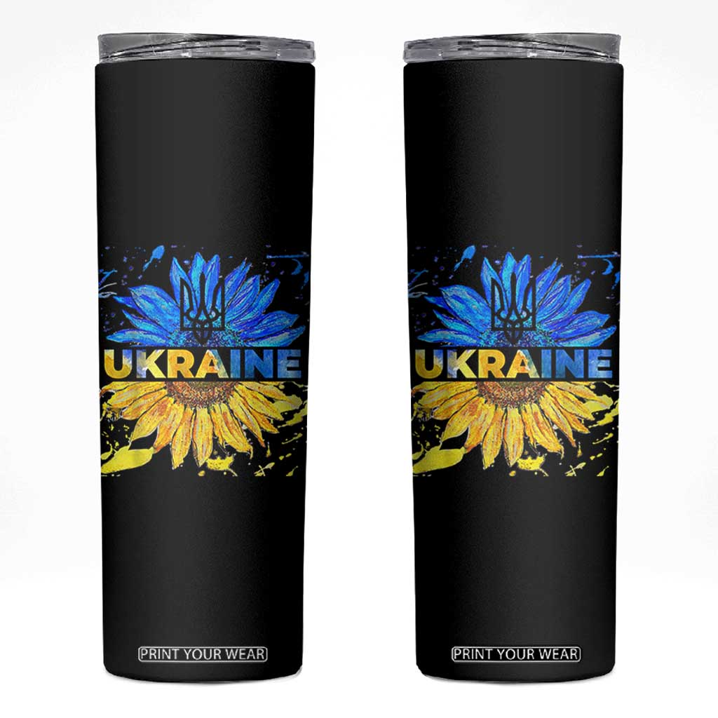Ukraine Sunflower Ukrainian Flag Skinny Tumbler TS10 Black Print Your Wear