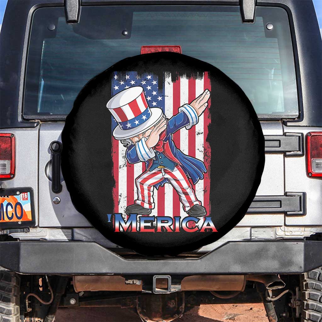 Uncle Sam Dabbing Spare Tire Cover 4th of July American Flag TS02 No hole Black Print Your Wear