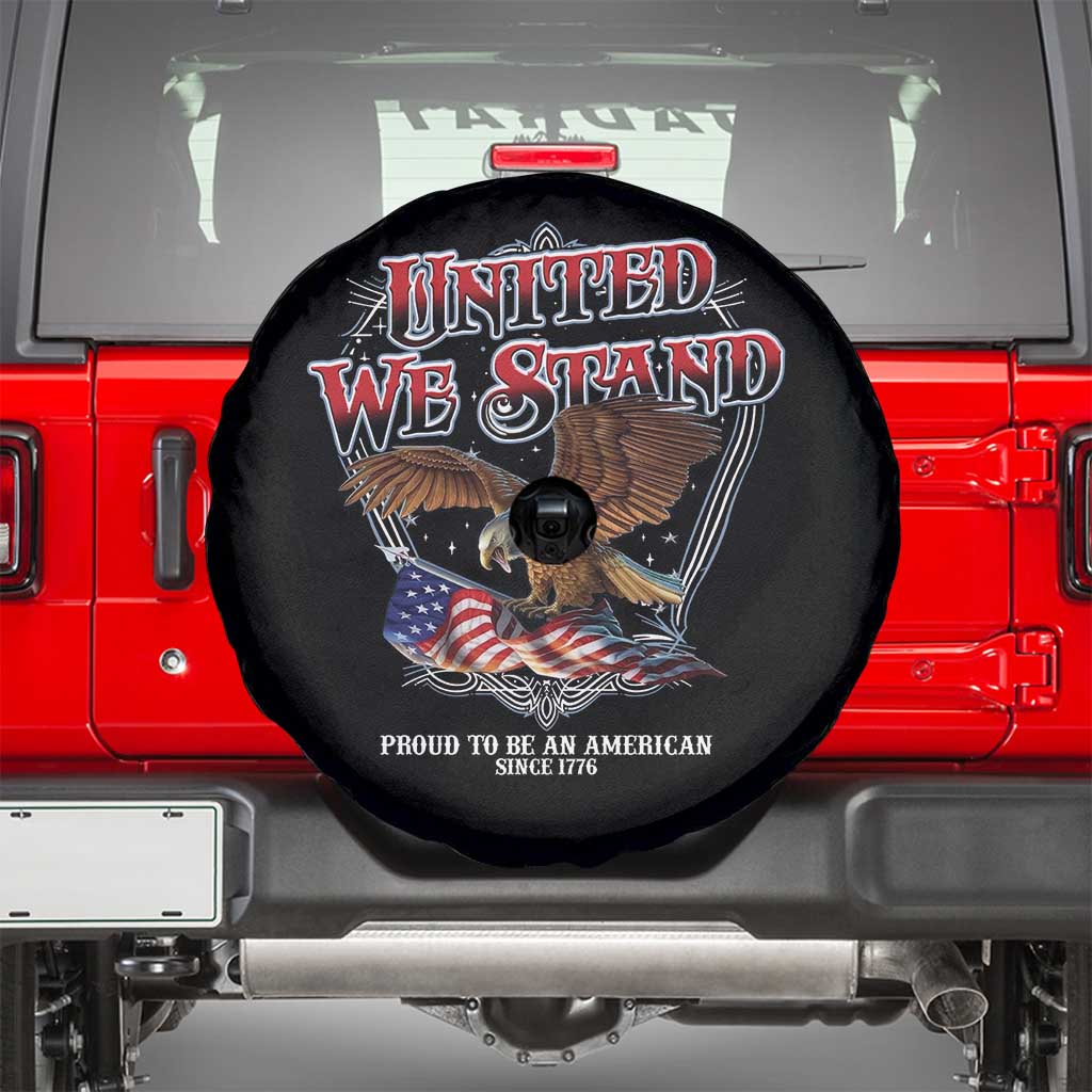 United We Stand Proud To Be An American Since 1776 Spare Tire Cover Patriotic USA Flag Eagle TS11 Black Print Your Wear